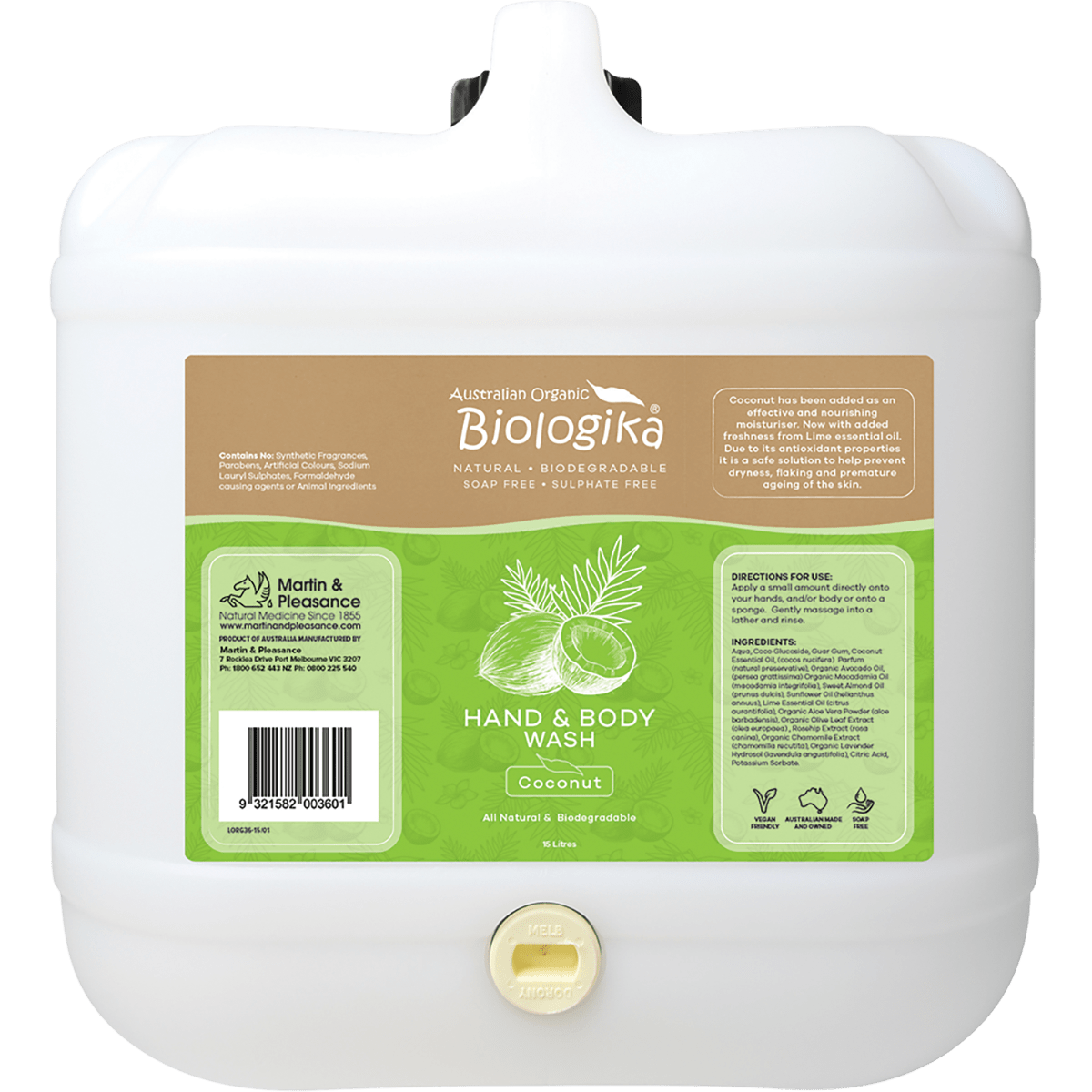 BIOLOGIKA - Hand & Body Wash (BULK) Everday Coconut 15L