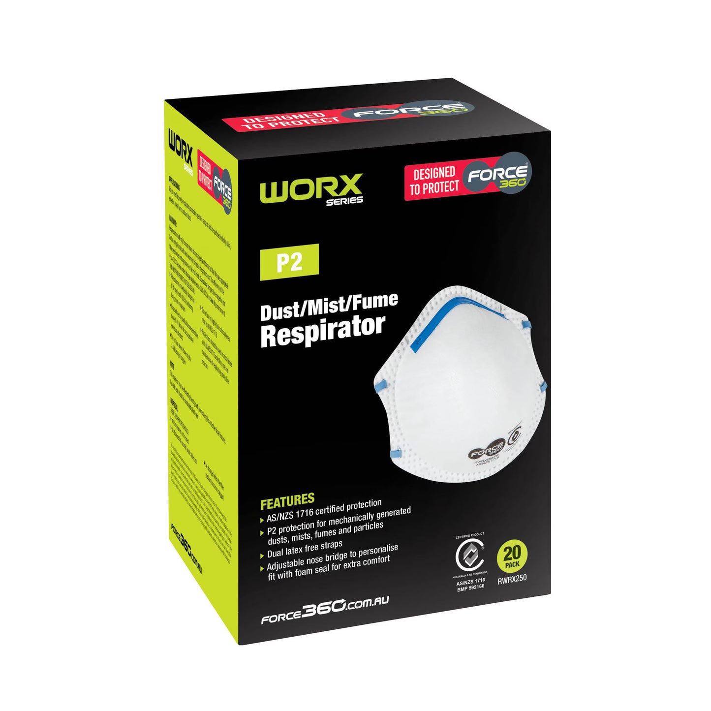 Force 360 - P2 Disposable Respirator (20 Box) - RWRX250