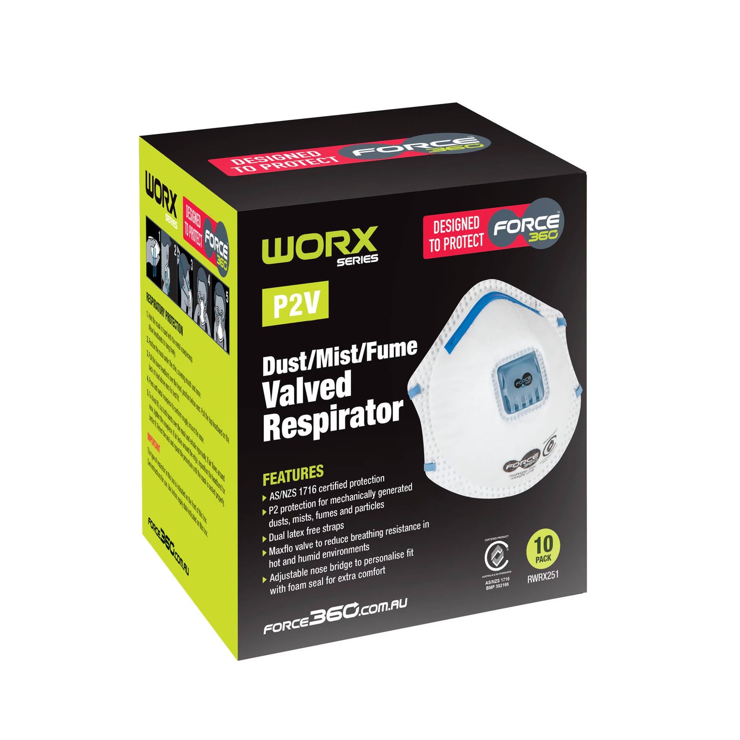 Force 360 - P2V Disposable Respirator (10 Pack) - RWRX251