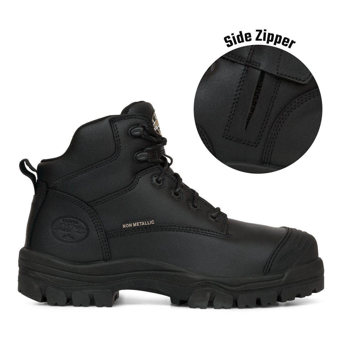 Oliver - 130mm Zip Sided Safety Boots Black - 45-640z