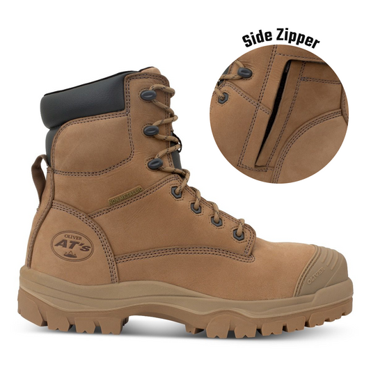 Oliver - 150mm Zip Sided Safety Boots Stone - 45 652z