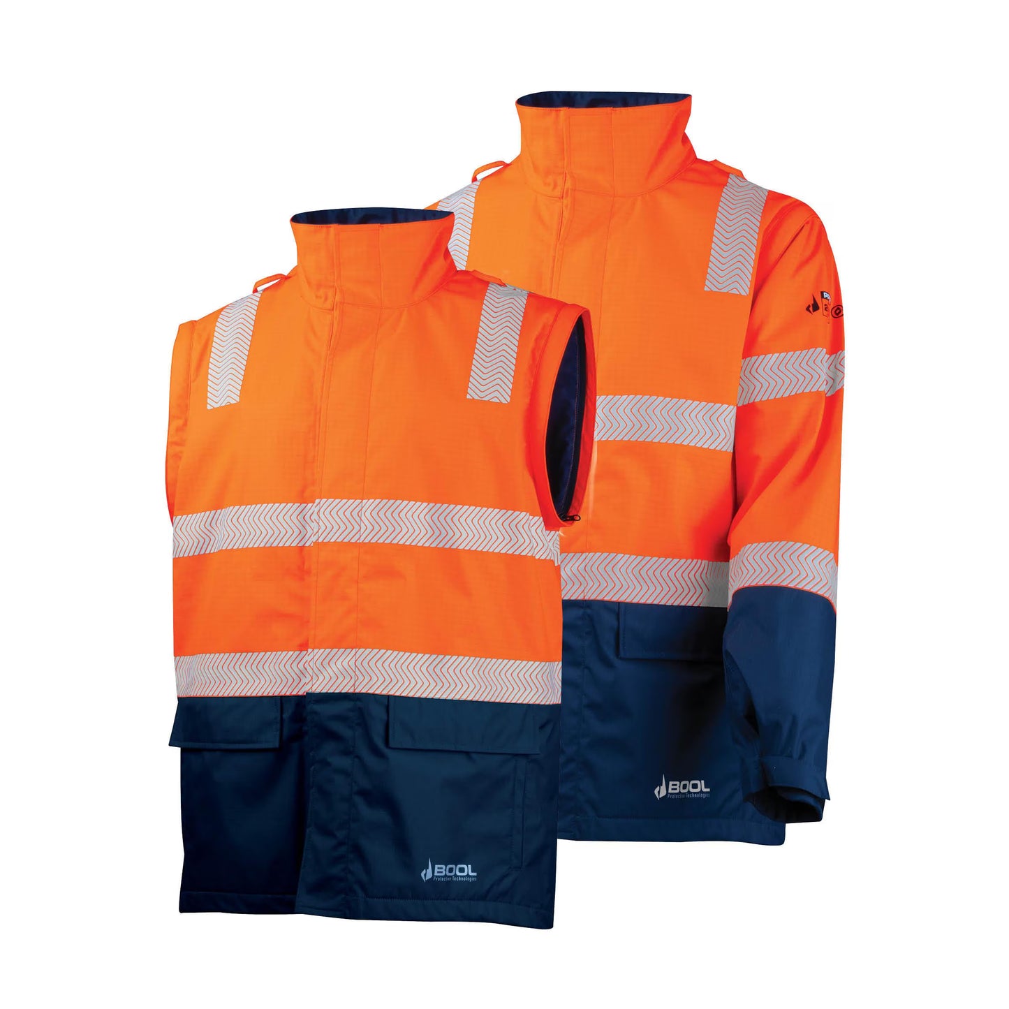 BOOL - FR PPE3 Hi-Vis Parka with Zip-Off Sleeves and Segmented FR Tape - BW2340T4