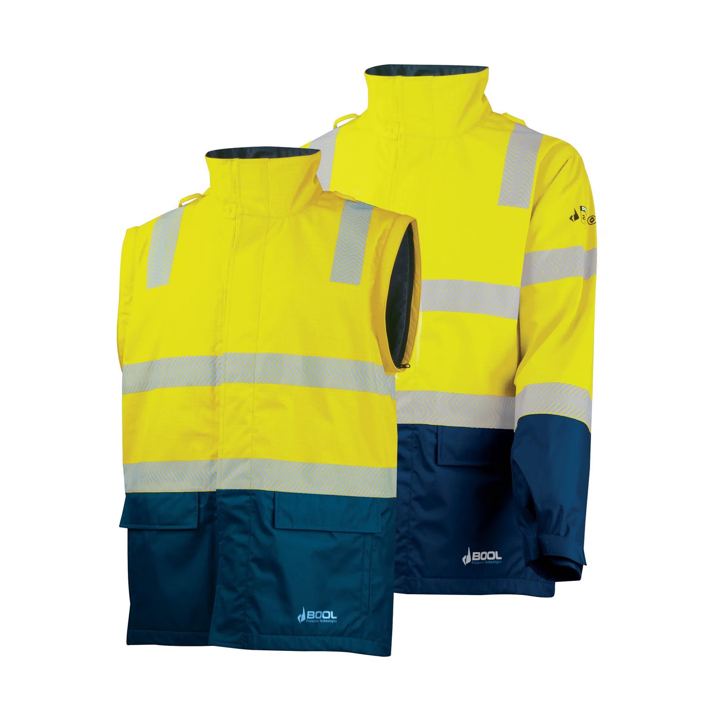 BOOL - FR PPE3 Hi-Vis Parka with Zip-Off Sleeves and Segmented FR Tape - BW2340T4