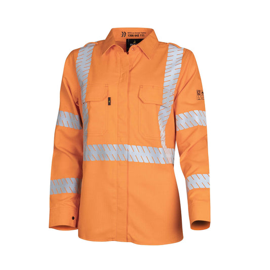 BOOL - Womens Ultra-lightweight PPE2 FR Shirt with Segmented Loxy FR Reflective Tape (NSW Rail) - BWW1590T5