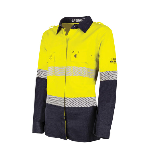 BOOL - Womens Ultra-lightweight PPE2 Two Tone FR Shirt with Segmented FR Reflective Tape - BWW2595T1