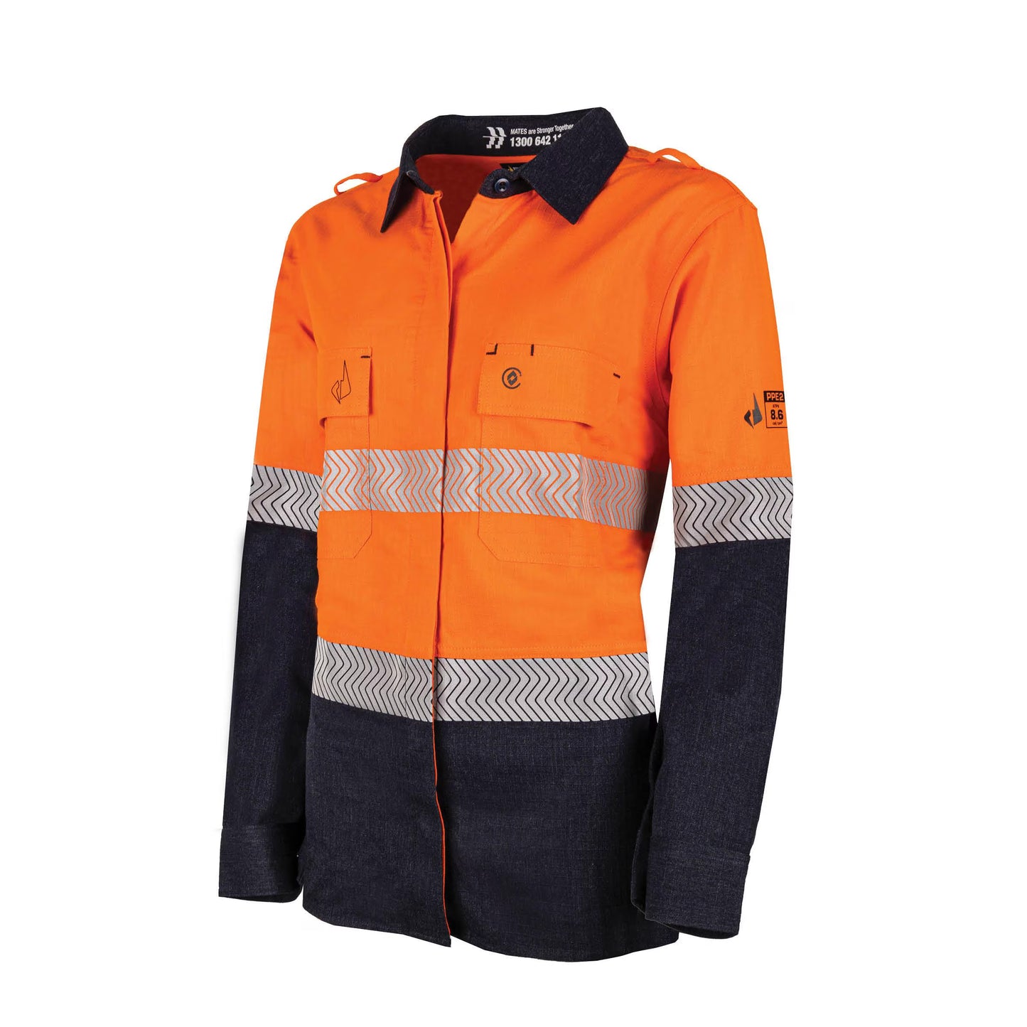 BOOL - Womens Ultra-lightweight PPE2 Two Tone FR Shirt with Segmented FR Reflective Tape - BWW2595T1