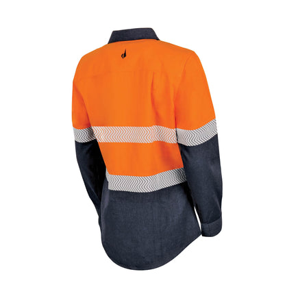 BOOL - Womens Ultra-lightweight PPE2 Two Tone FR Shirt with Segmented FR Reflective Tape - BWW2595T1