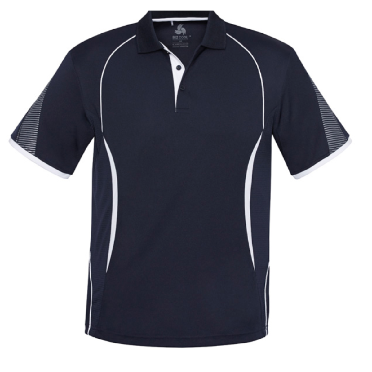 BIZ COLLECTION P405MS MENS RAZOR POLO NAVY/WHITE