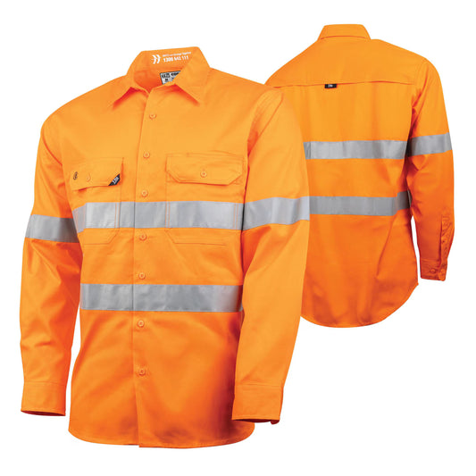 TRu Workwear - Lightweight Vented Hi-Vis Drill Shirt w/Reflective Tape - CS1000T3