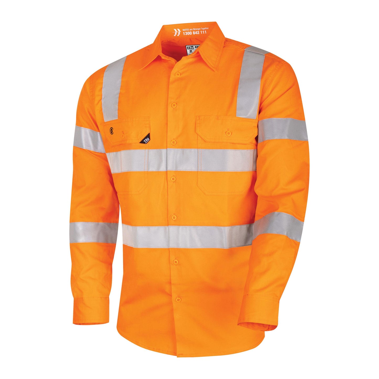 TRu Workwear - Lightweight VIC Rail Hi-Vis Drill Shirt w/Reflective Tape - CS1000T4