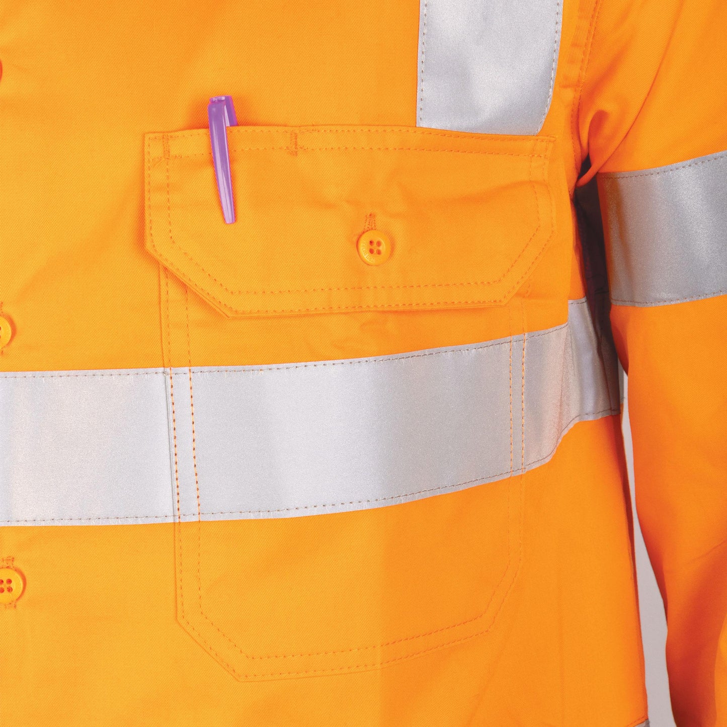TRu Workwear - Lightweight VIC Rail Hi-Vis Drill Shirt w/Reflective Tape - CS1000T4