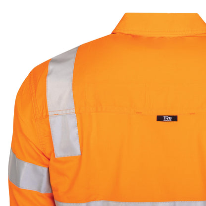 TRu Workwear - Lightweight VIC Rail Hi-Vis Drill Shirt w/Reflective Tape - CS1000T4