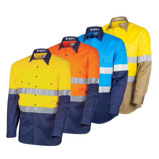 TRu Workwear -Lightweight Vented Hi-Vis Drill Shirt - CS2000T3