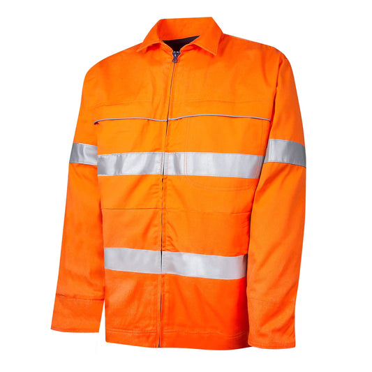 TRu Workwear - Midweight Hi-Vis Cotton Drill Jacket with Reflective Tape DJ1192T1