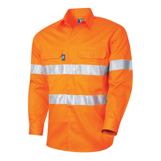TRu Workwear - Regular Weight L/S Cotton Hi-Vis Shirt w/Reflective Tape - DS1112T1