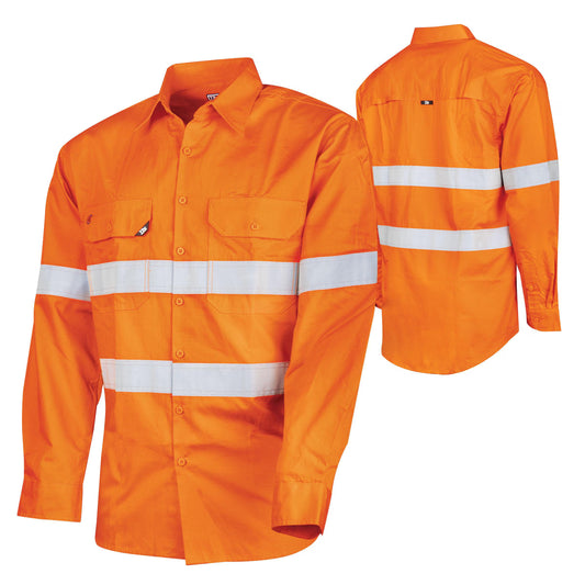 TRu Workwear - Ripstop L/S Vented Hi-Vis Cotton Shirt w/Reflective Tape - DS1169T1