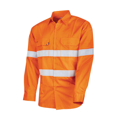 TRu Workwear - Ripstop L/S Vented Hi-Vis Cotton Shirt w/Reflective Tape - DS1169T1