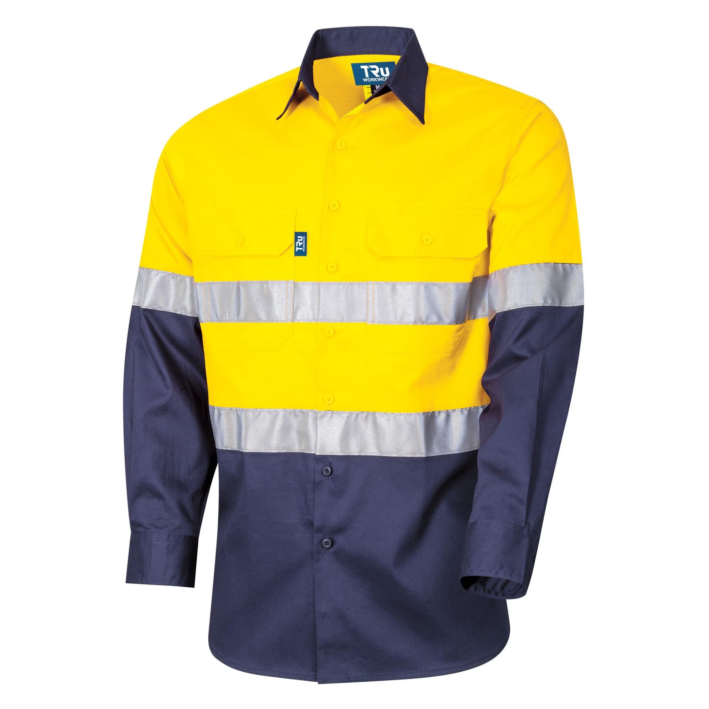 TRu Workwear - Regular Weight L/S Cotton Hi-Vis Shirt w/Reflective Tape - DS2112T1