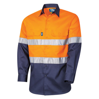 TRu Workwear - Regular Weight L/S Cotton Hi-Vis Shirt w/Reflective Tape - DS2112T1