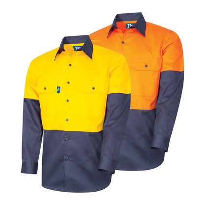 TRu Workwear - Regular Weight L/S Cotton Hi-Vis Shirt - DS2112