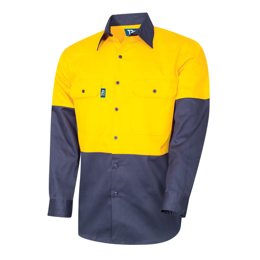 TRu Workwear - Regular Weight L/S Cotton Hi-Vis Shirt - DS2112
