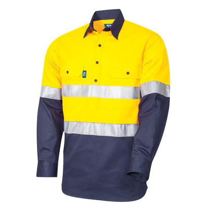 TRu Workwear - Regular Weight L/S Cotton Hi-Vis Closed Front Shirt w/Reflective Tape - DS2114T1