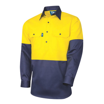 TRu Workwear - Regular Weight L/S Cotton Hi-Vis Closed Front Shirt - DS2114