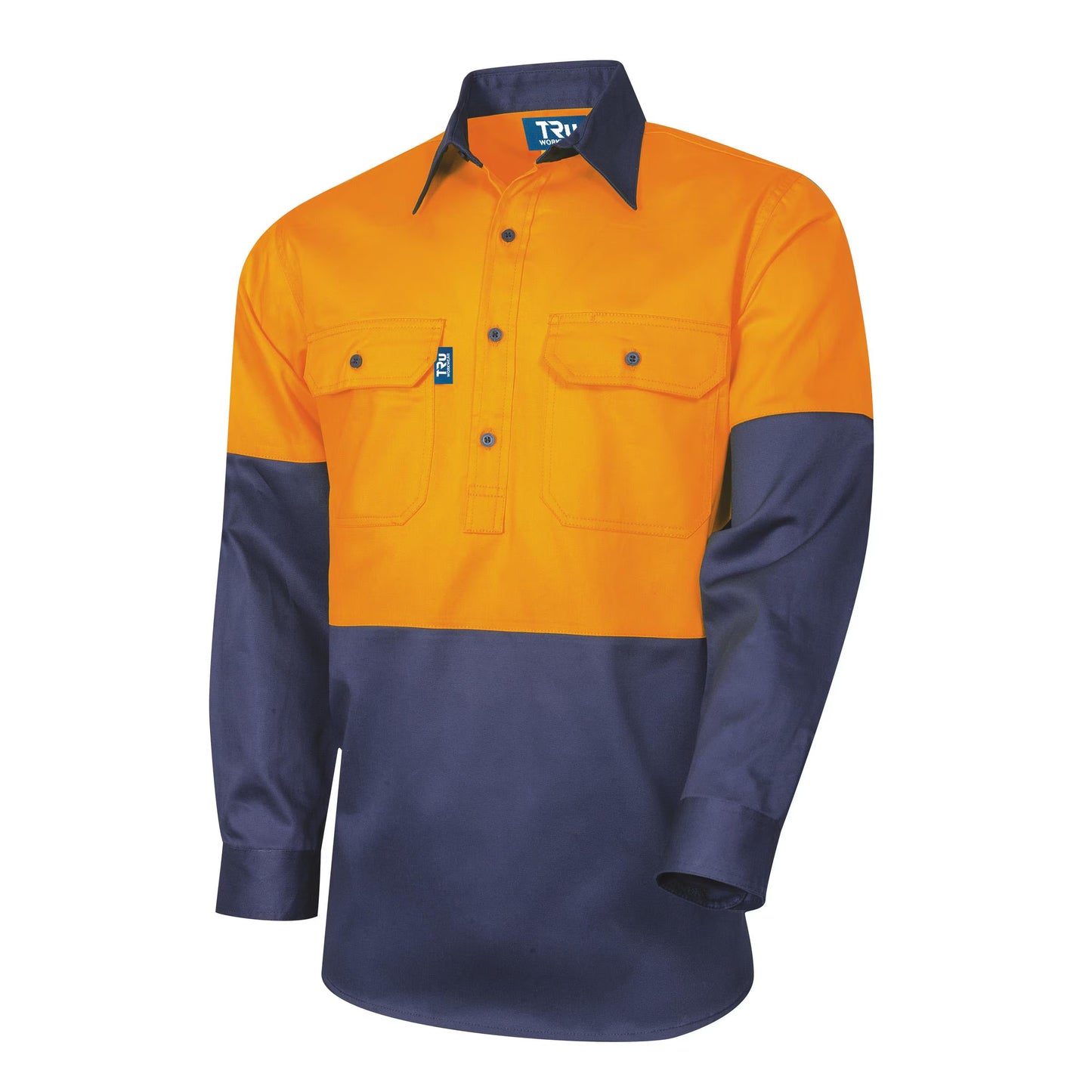 TRu Workwear - Regular Weight L/S Cotton Hi-Vis Closed Front Shirt - DS2114