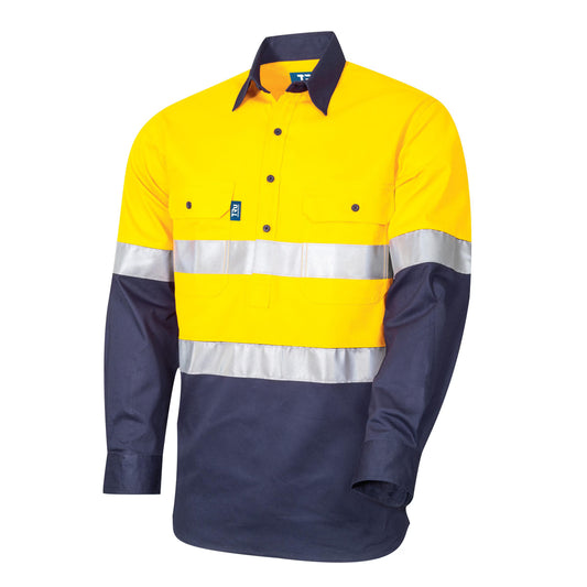 TRu Workwear - Lightweight L/S Cotton Hi-Vis Closed Front Shirt w/Reflective Tape - DS2114T1 (Copy)
