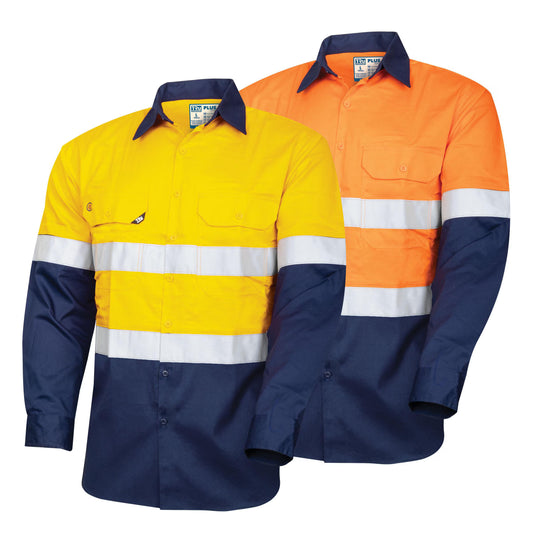 TRu Workwear - Lightweight Vented L/S Hi-Vis Drill Shirt with Reflective Tape - DS2166T1