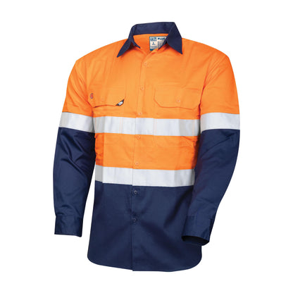 TRu Workwear - Lightweight Vented L/S Hi-Vis Drill Shirt with Reflective Tape - DS2166T1