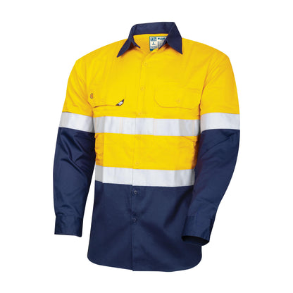 TRu Workwear - Lightweight Vented L/S Hi-Vis Drill Shirt with Reflective Tape - DS2166T1