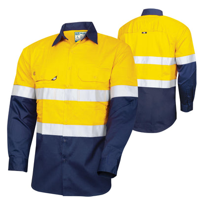 TRu Workwear - Lightweight Vented L/S Hi-Vis Drill Shirt with Reflective Tape - DS2166T1