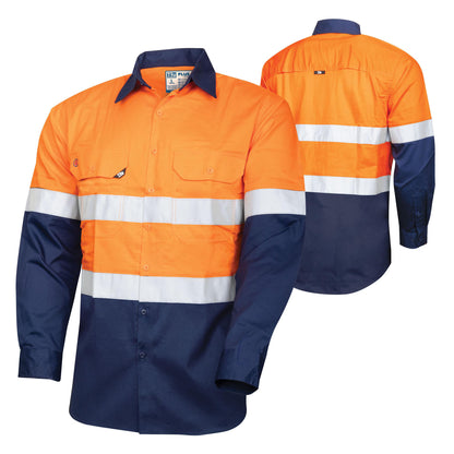 TRu Workwear - Lightweight Vented L/S Hi-Vis Drill Shirt with Reflective Tape - DS2166T1