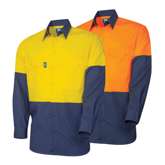 TRu Workwear - Men's Ripstop Cotton L/S Vented Hi-Vis Shirt - DS2169