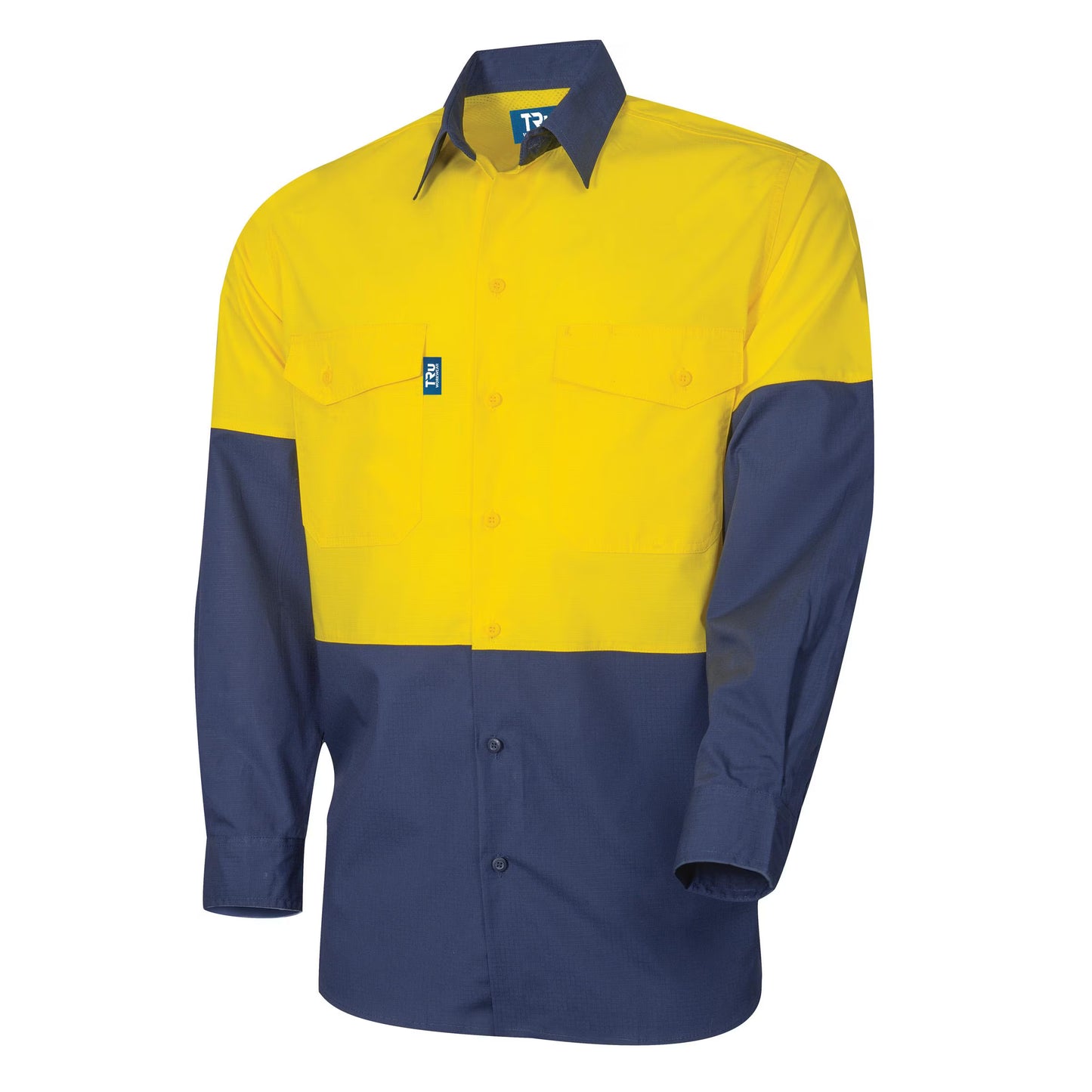 TRu Workwear - Men's Ripstop Cotton L/S Vented Hi-Vis Shirt - DS2169