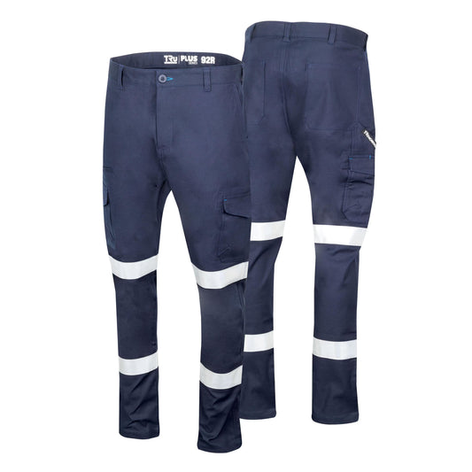 TRu Workwear - Midweight Cotton Stretch Cargo Trousers w/Biomotion Reflective Tape - DT1170T2