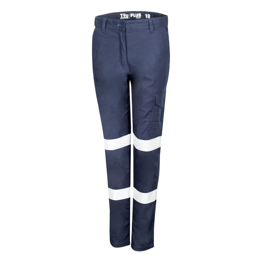 TRu Workwear - Womens Midweight Cotton Stretch Cargo Trousers w/Biomotion Reflective Tape - DTW1170T2