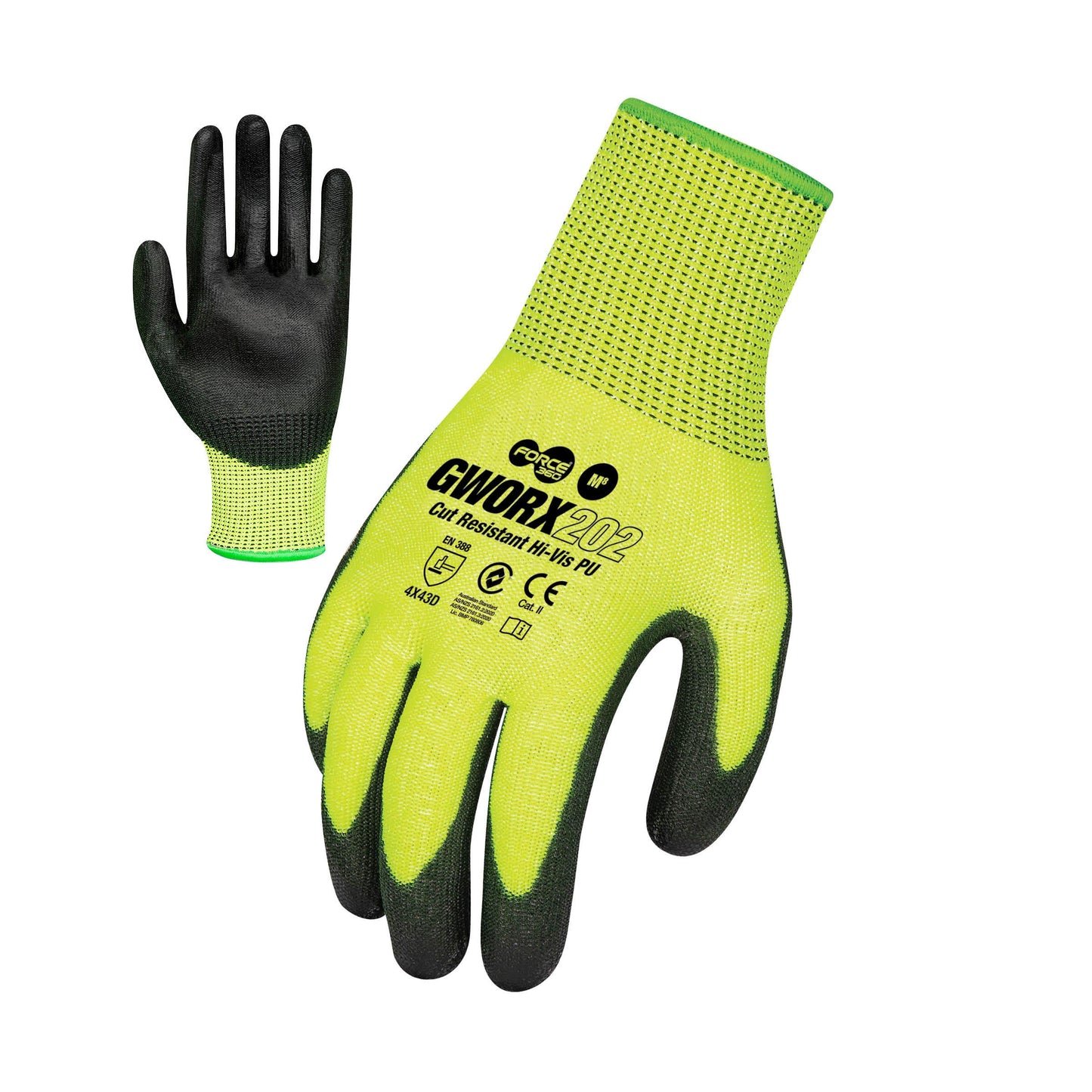 Force 360 - Cut Resistant PU Hi-Vis (12 Pairs) - GWORX202