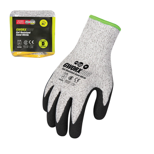 Force 360 - Cut Resistant Sand Nitrile Vend-Ready Packaging (12 Pairs) - GWORX203V