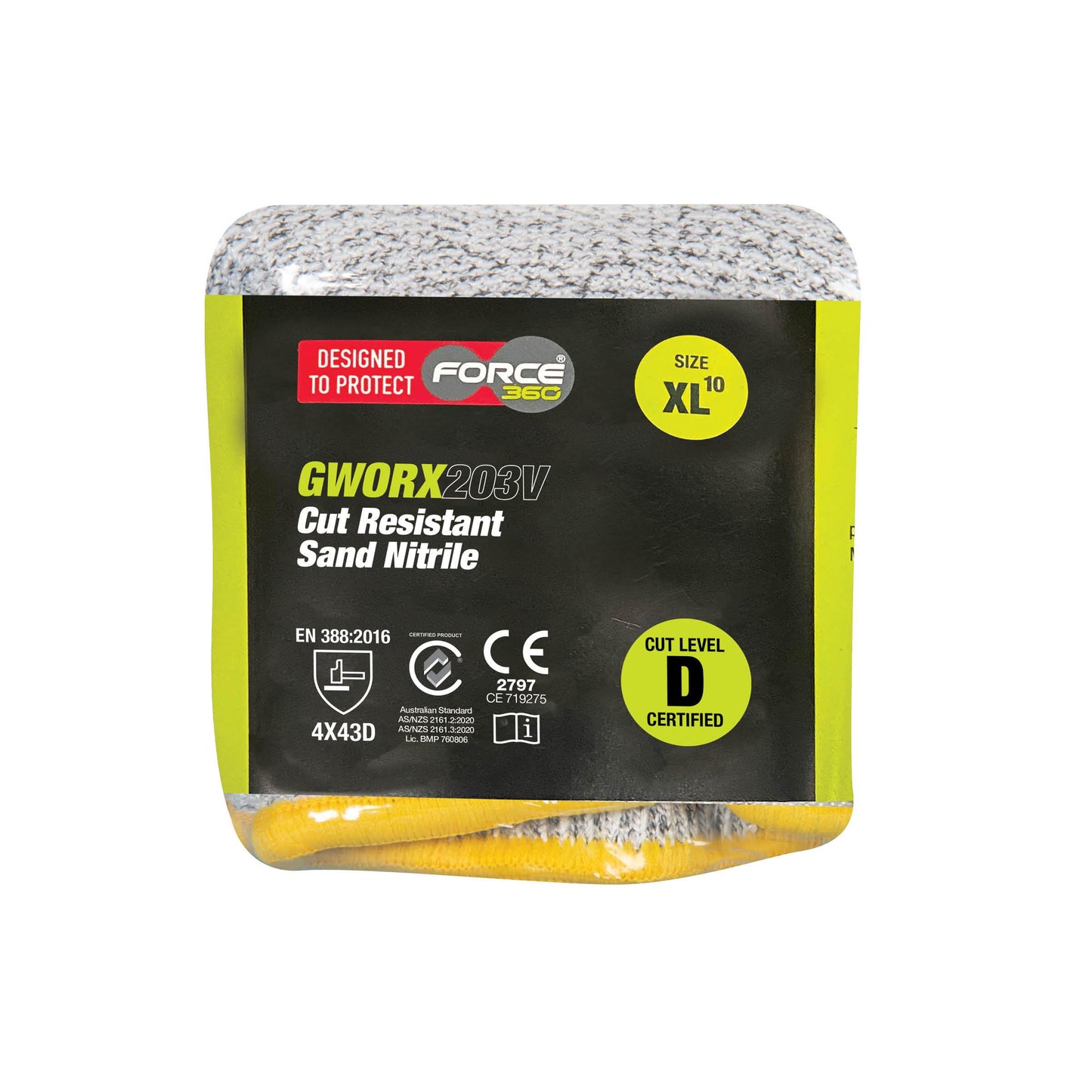 Force 360 - Cut Resistant Sand Nitrile Vend-Ready Packaging (12 Pairs) - GWORX203V