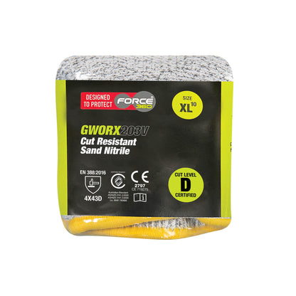 Force 360 - Cut Resistant Sand Nitrile Vend-Ready Packaging (12 Pairs) - GWORX203V