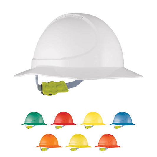 Force 360 - GT12 Type 1 ABS NON-Vented Broad Brim Hard Hat w/Ratchet Harness (10 Pack) - HPFPRGT12