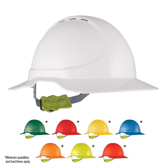 Force 360 - GT13 Type 1 ABS Vented Earmuff Suitable Broad Brim Hard Hat w/Ratchet Harness (10 Pack) - HPFPRGT13