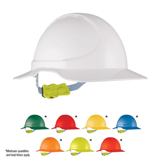 Force 360 - GT14 Type 1 ABS NON-Vented Earmuff Suitable Broad Brim Hard Hat w/Ratchet Harness (10 Pack) - HPFPRGT14