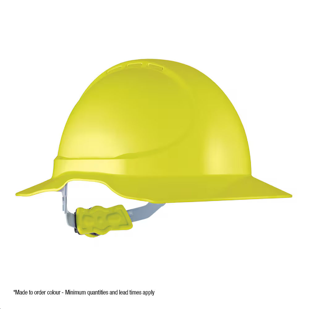 Force 360 - GT14 Type 1 ABS NON-Vented Earmuff Suitable Broad Brim Hard Hat w/Ratchet Harness (10 Pack) - HPFPRGT14