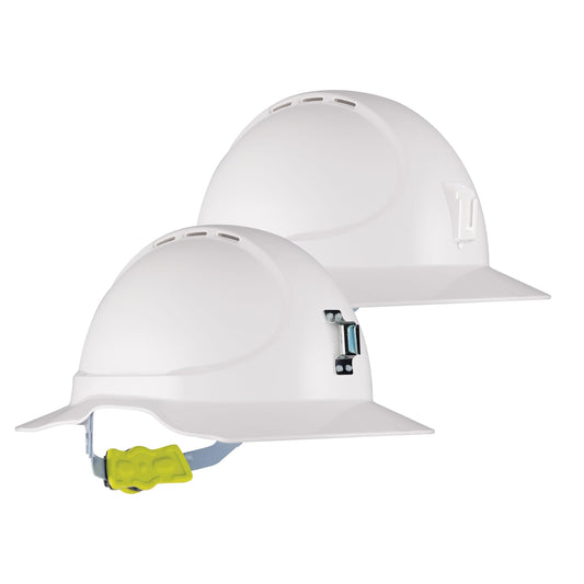 Force 360 - GT17 Type 1 Vented Broad Brim Earmuff Suitable Miners Hard Hat w/Ratchet Harness (10 Pack) - HPFPRGT17
