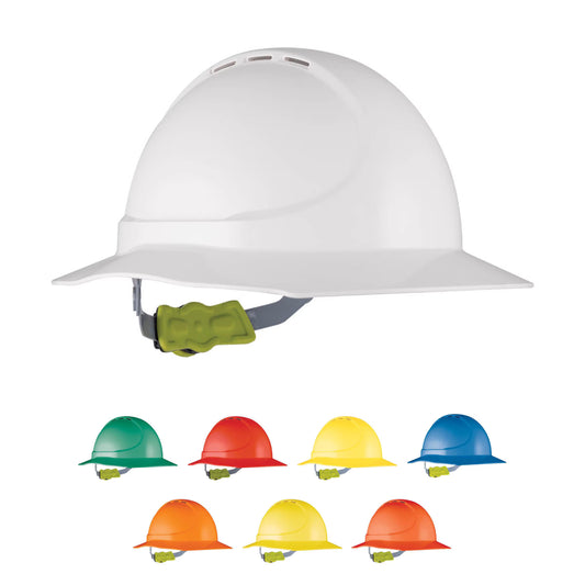 Force 360 - GT11 Type 1 ABS Vented Broad Brim Hard Hat w/Ratchet Harness (10 Pack) - HPFPRGT11