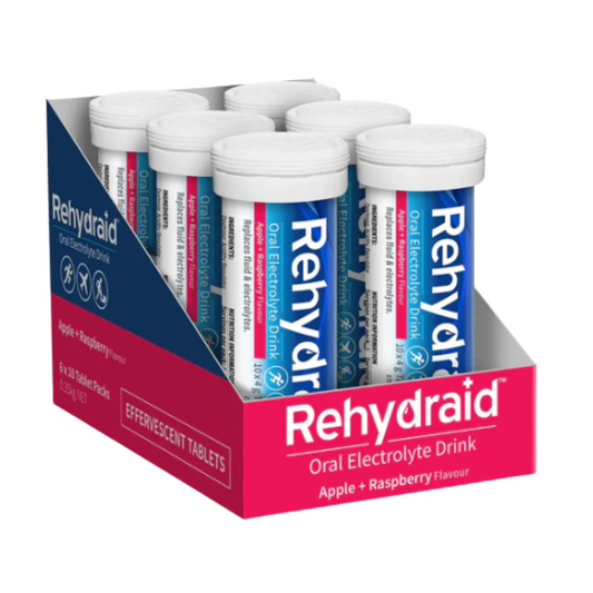 Rehydraid Electrolyte Effervescent Tablets Apple Raspberry – 6 x Tubes (10 Tablets per Tube, 60 Total Tablets)