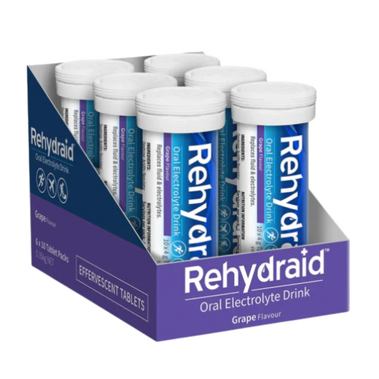 Rehydraid Electrolyte Effervescent Tablets Grape – 6 x Tubes (10 Tablets per Tube, 60 Total Tablets)